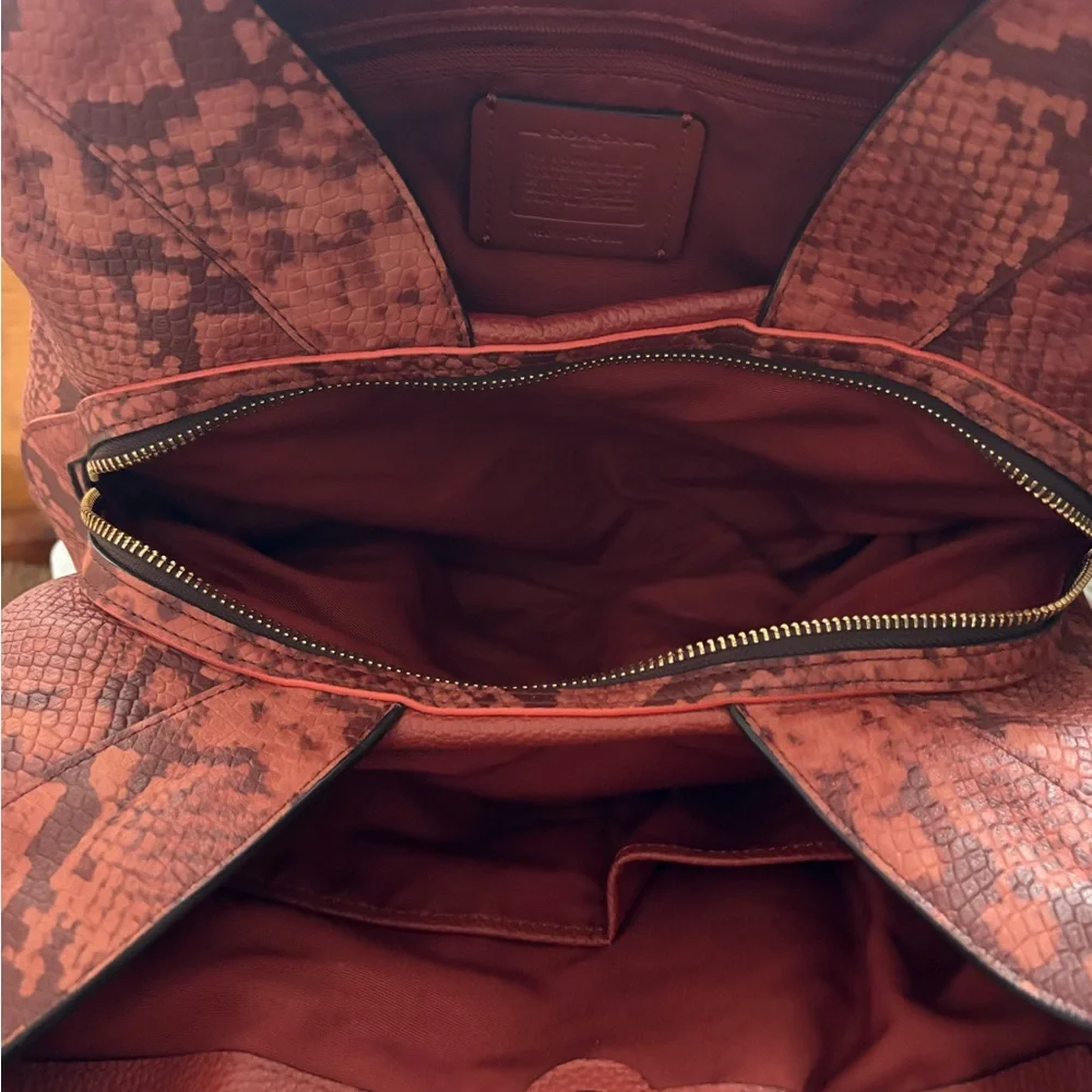 Coach Terracotta Red Leather & Python Shoulder Bag - Picture 7 of 11